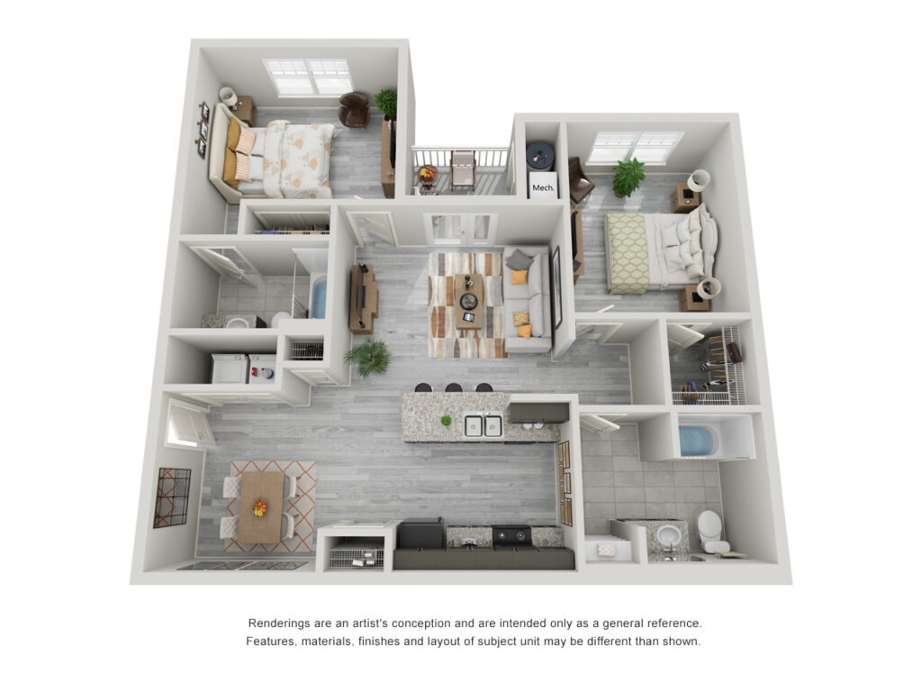 Riverstone San Marcos 2 bedroom, 2 bathroom apartment floor plan